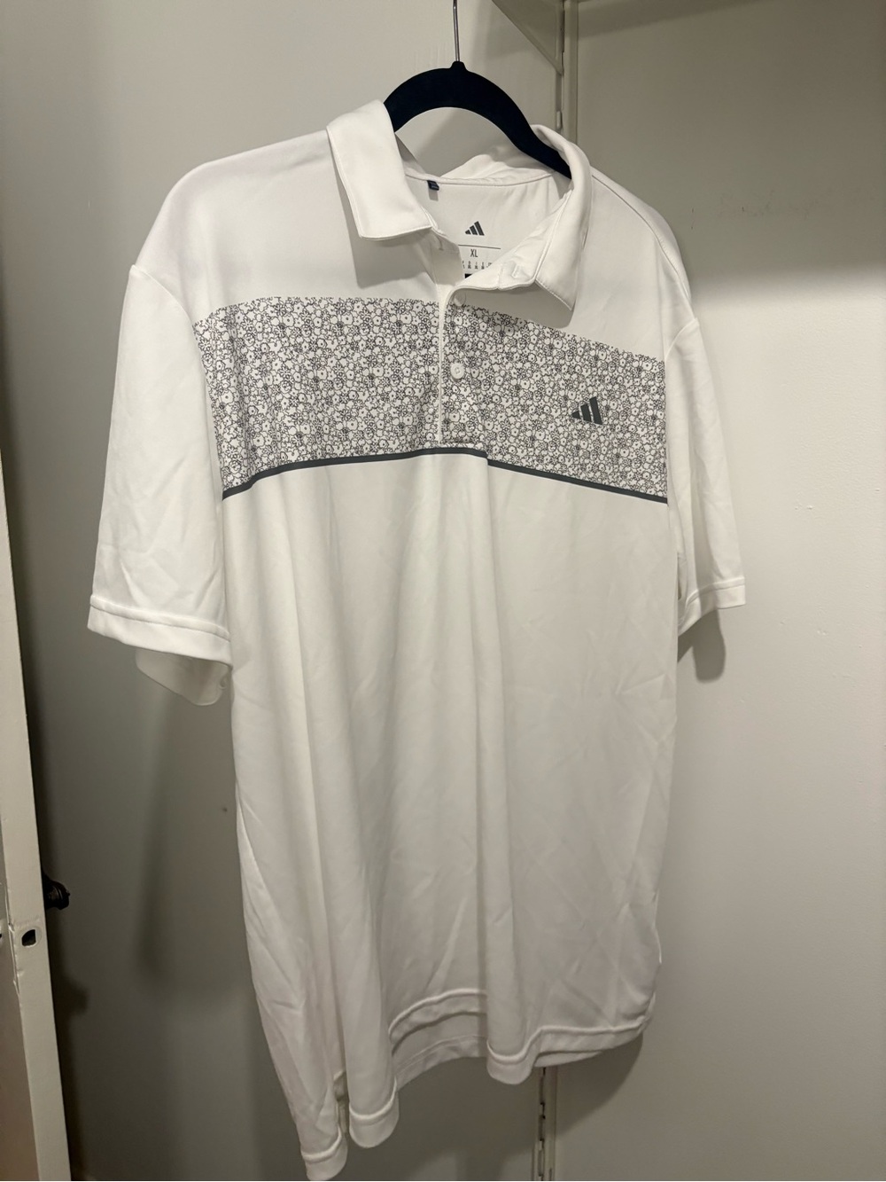 adidas White Polo Shirt with Gray Chest Panel